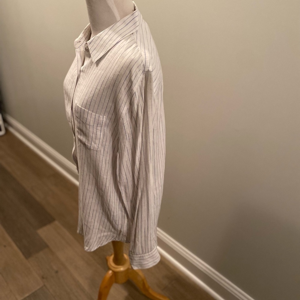 Rails Womens Striped Collared Long Sleeve Button-Down Blouse Top - Picture 7 of 7